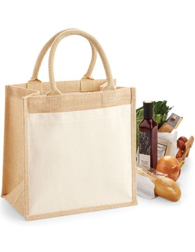 W-W426-Cotton Pocket Jute Midi Bag